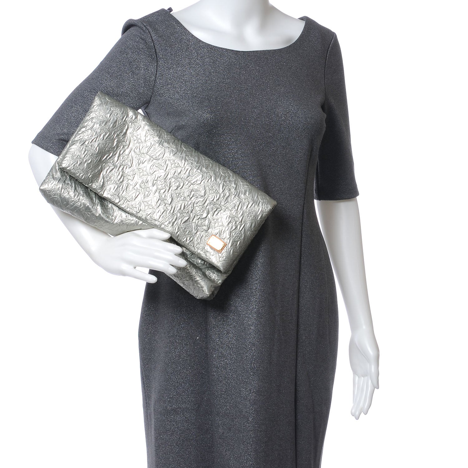 Louis Vuitton Jacquard Quilted Monogram Limelight Clutch GM Perle 2 of 7