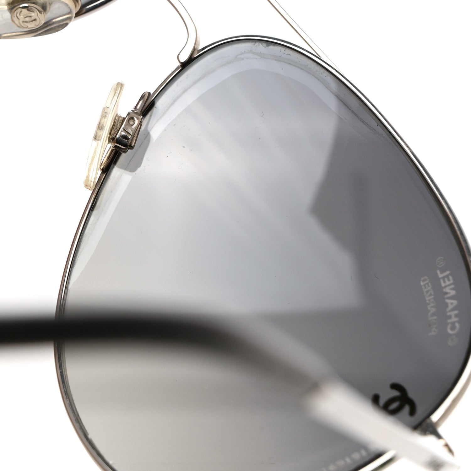 Chanel Aviator CC Sunglasses 4189-T-Q Silver Black 8 of 9