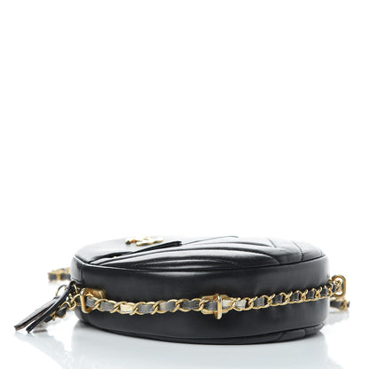 Chanel Lambskin Chevron Quilted Round Evening Bag Black 4 of 12