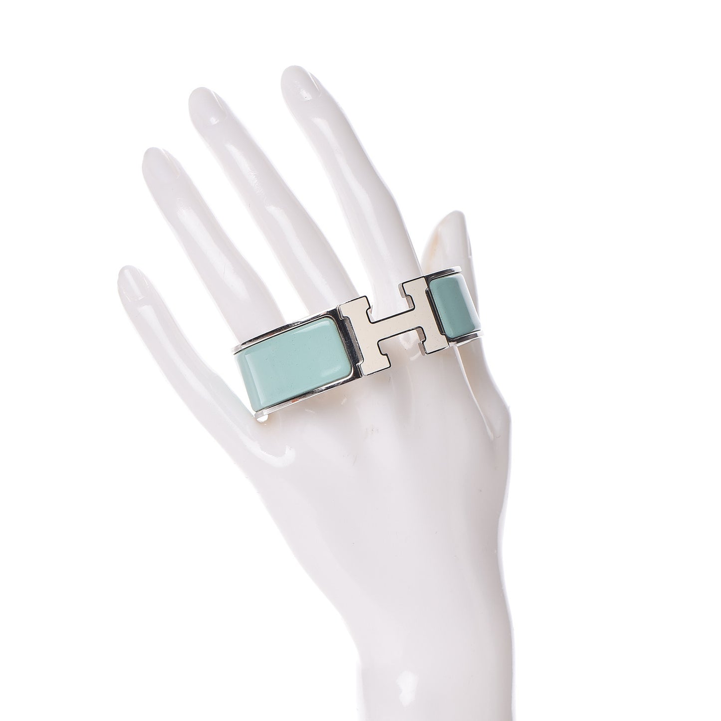 Enamel Wide Clic Clac H Bracelet GM Lagon White