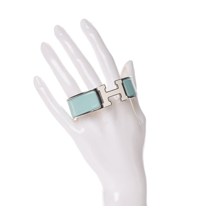 Hermes Enamel Wide Clic Clac H Bracelet GM Lagon White 2 of 5