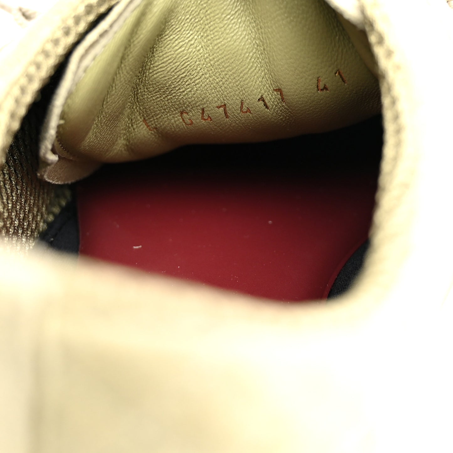 Suede Calfskin Low Top Sneakers 41 Khaki