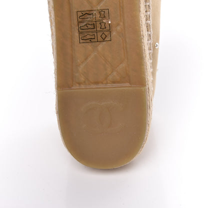 Chanel Suede Pearl CC Espadrilles 42 Beige Black 8 of 14
