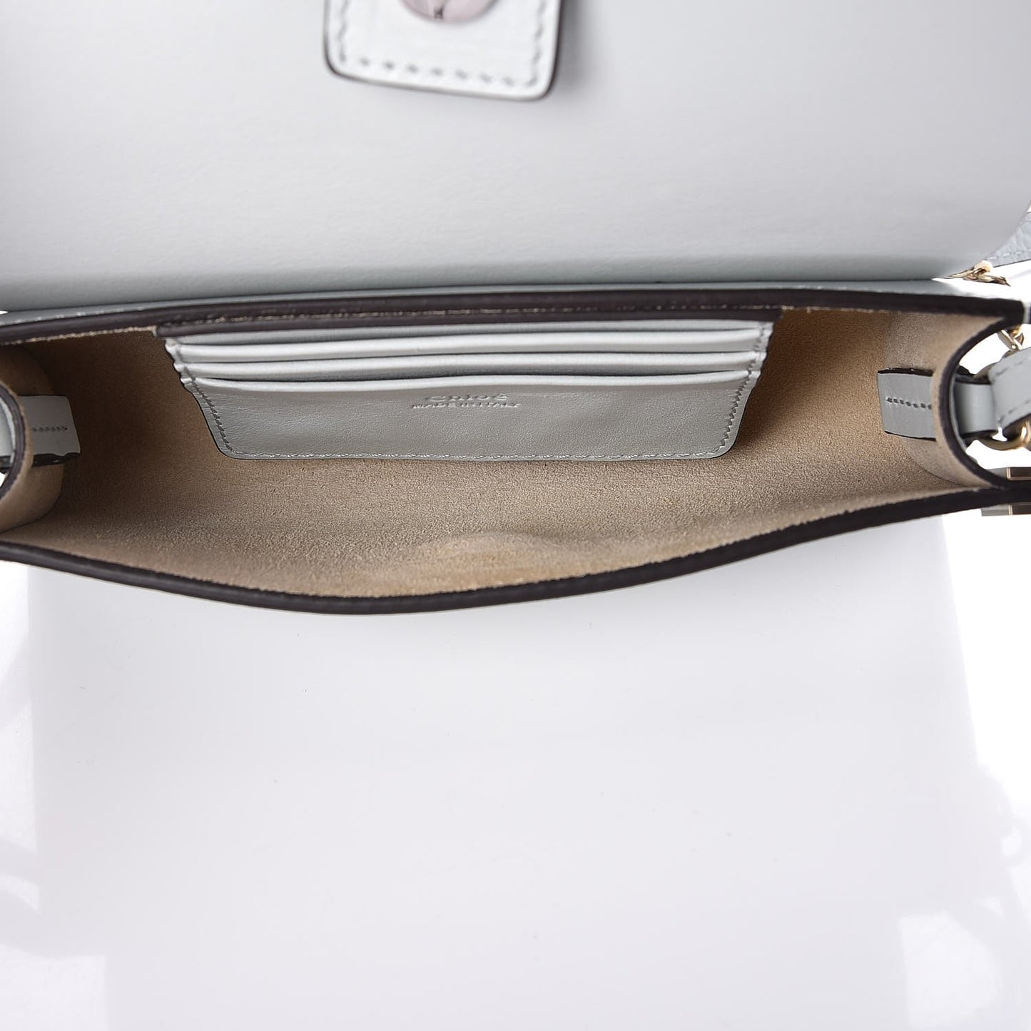 Suede Calfskin Mini Faye Shoulder Bag Airy Grey