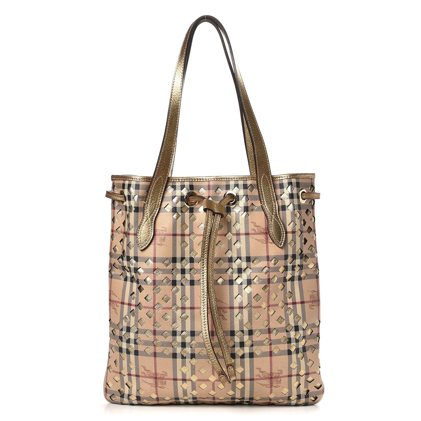 Haymarket Check Drawstring Claudia Bag Gold