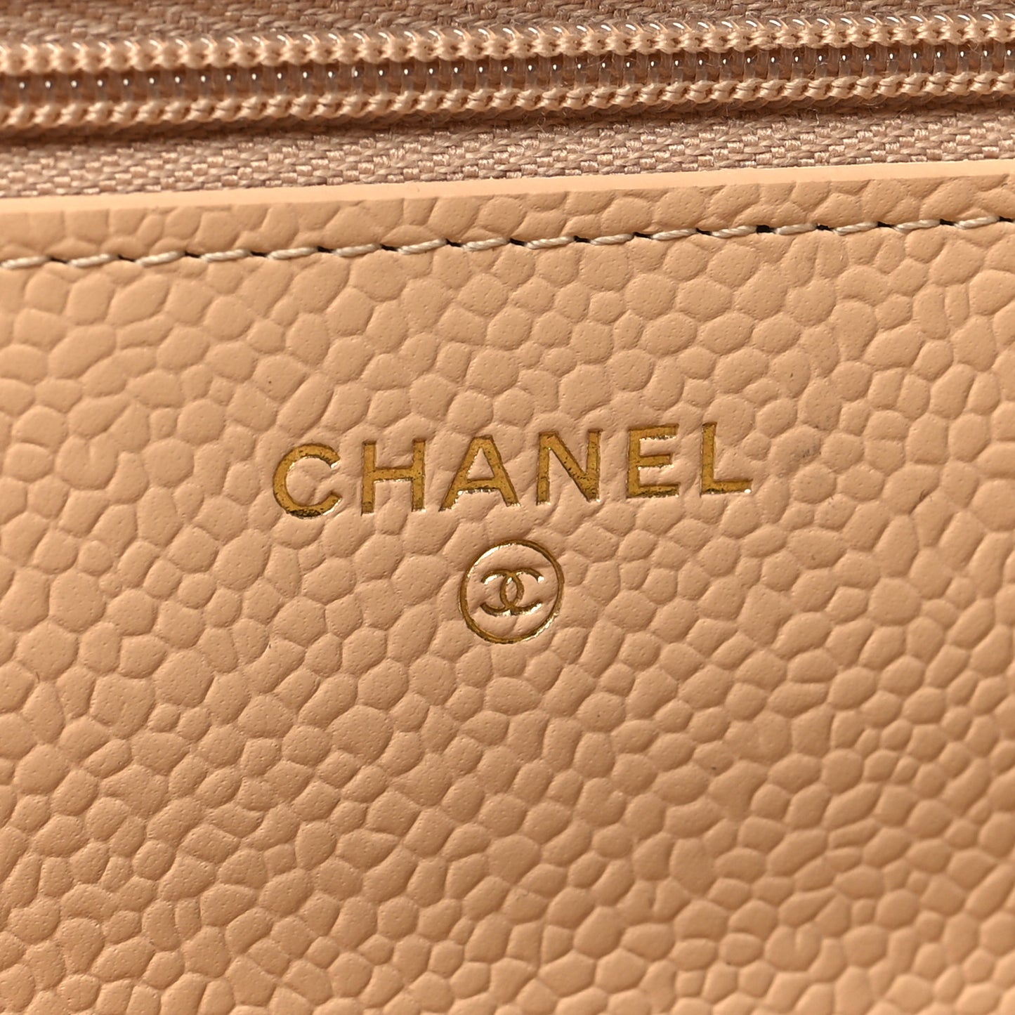 Caviar Quilted Wallet On Chain WOC Beige