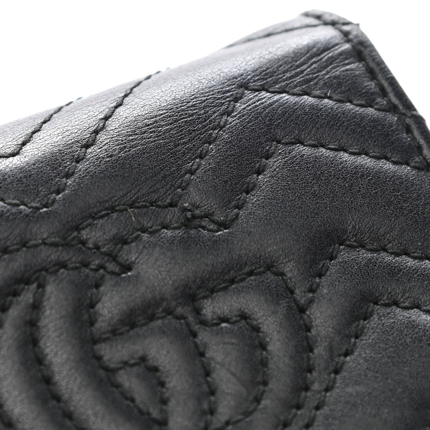 Calfskin Matelasse GG Marmont Card Case Wallet Black