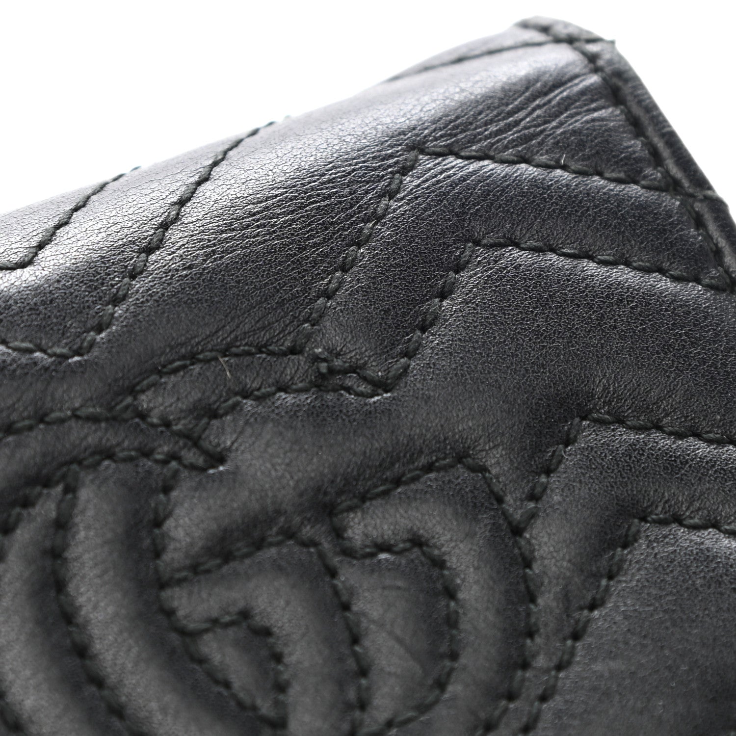 Gucci Calfskin Matelasse GG Marmont Card Case Wallet Black 10 of 12