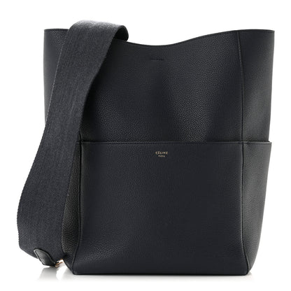 Celine Soft Grained Calfskin Sangle Bucket Bag Navy Blue 1 of 10