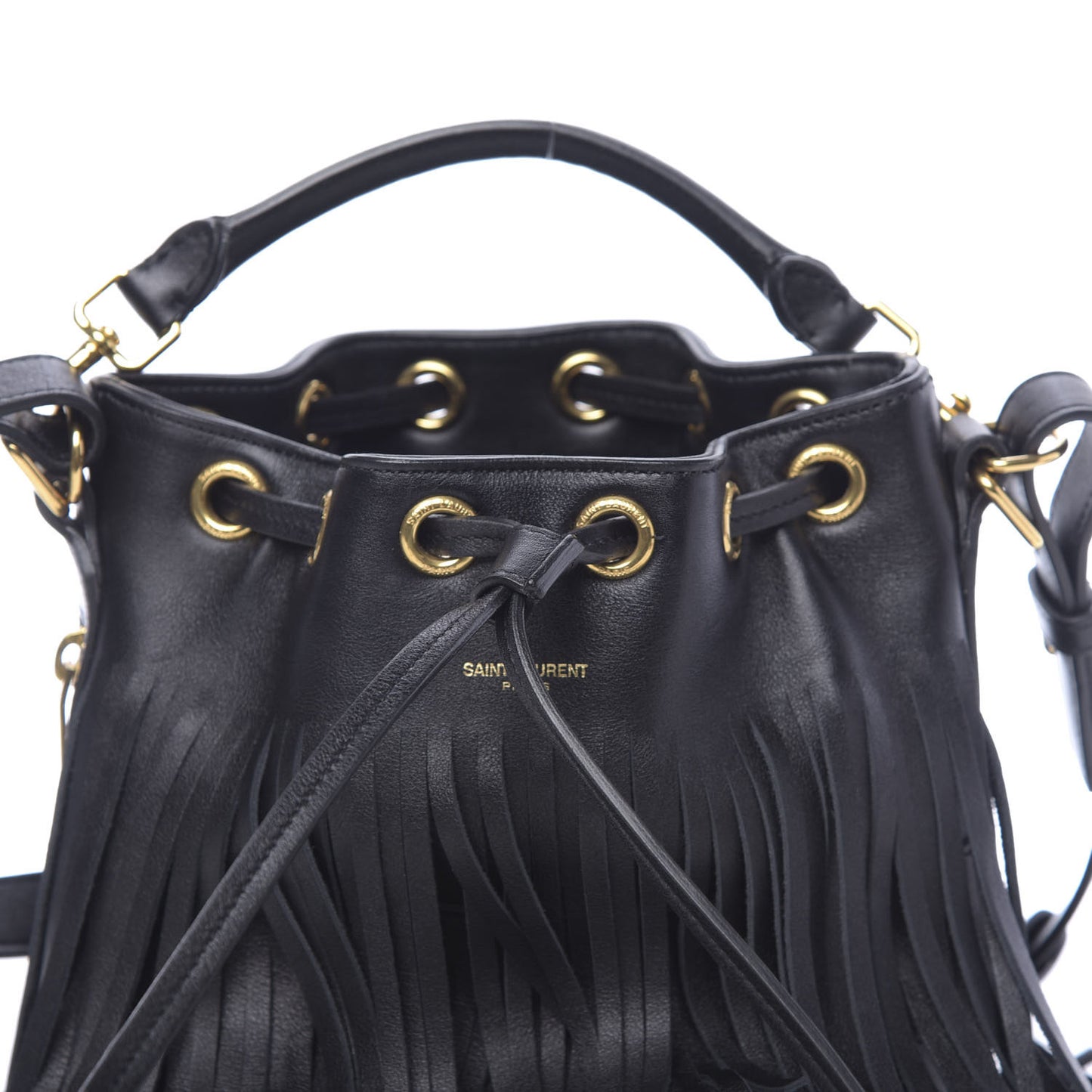Calfskin Small Emmanuelle Fringe Hobo Bag Black
