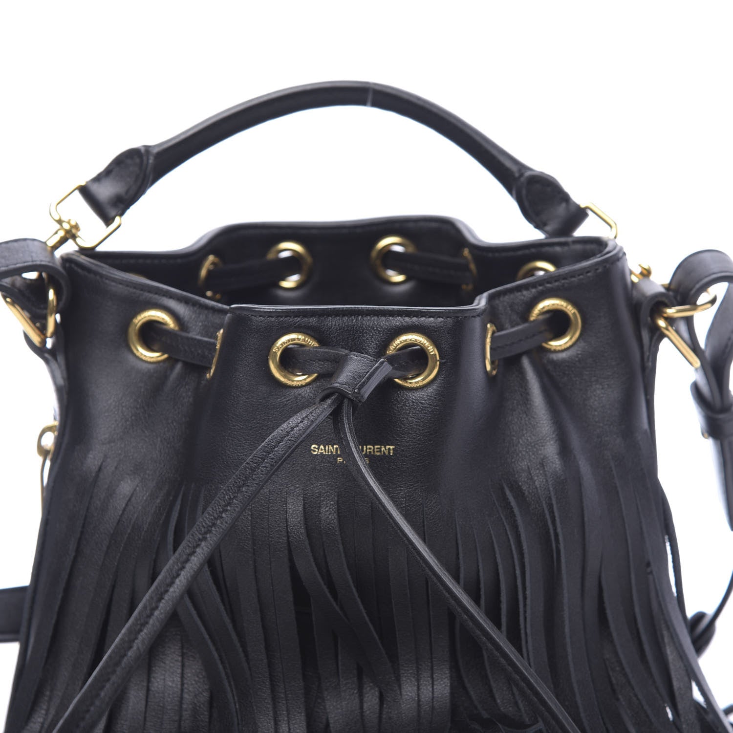 Saint Laurent Calfskin Small Emmanuelle Fringe Hobo Bag Black 9 of 9
