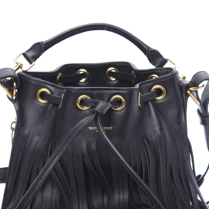 Saint Laurent Calfskin Small Emmanuelle Fringe Hobo Bag Black 9 of 9