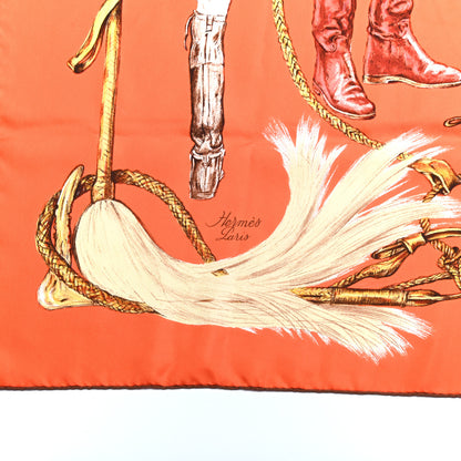 Hermes Silk A Propos de Bottes Pocket Square Orange 2 of 6