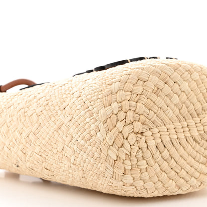 Loewe Calfskin Raffia Paulas Ibiza Mini Anagram Basket Tote Bag Natural Tan 9 of 10