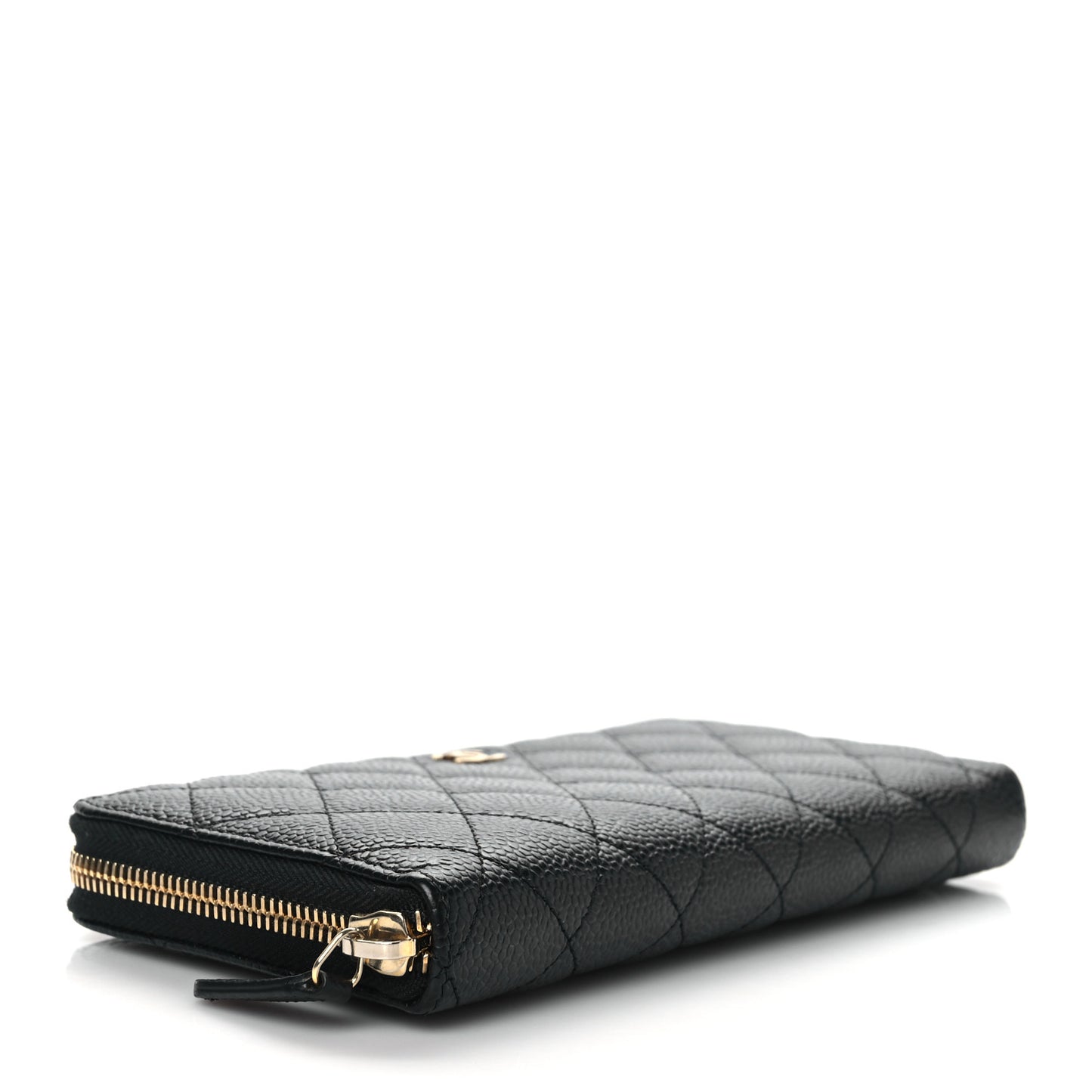 Caviar Quilted Large Gusset Zip Around Wallet Black