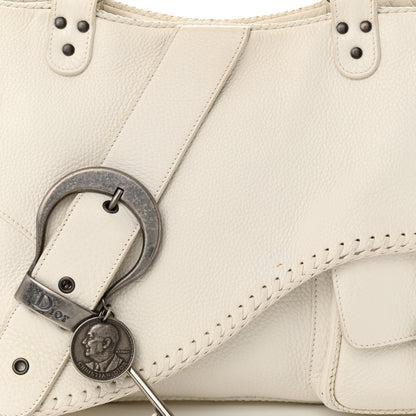 Christian Dior Calfskin Braided Gaucho Double Saddle Bag White 8 of 18