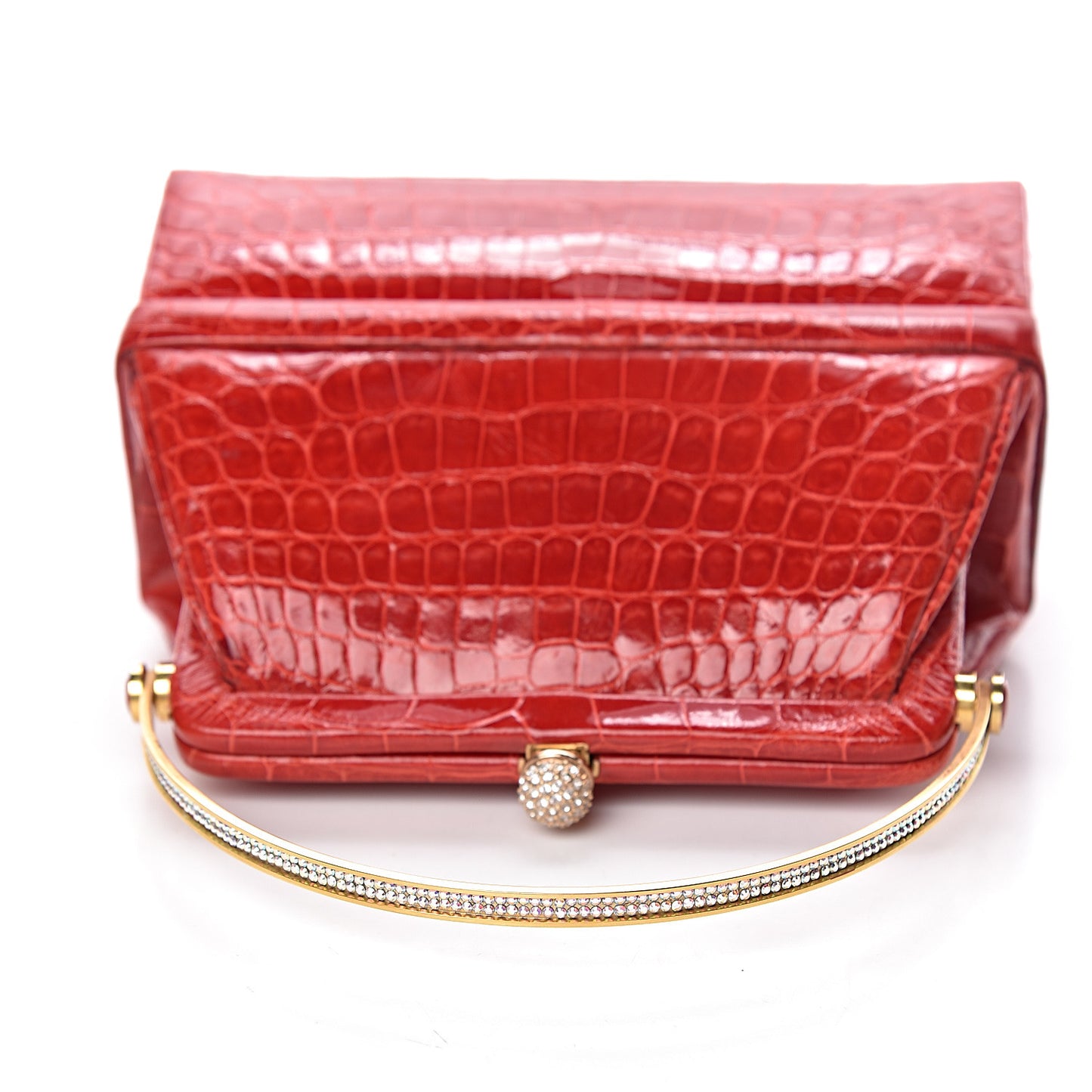 Crocodile Crystal Evening Bag Red