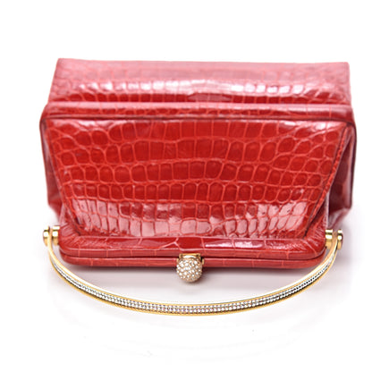 Judith Leiber Crocodile Crystal Evening Bag Red 12 of 14