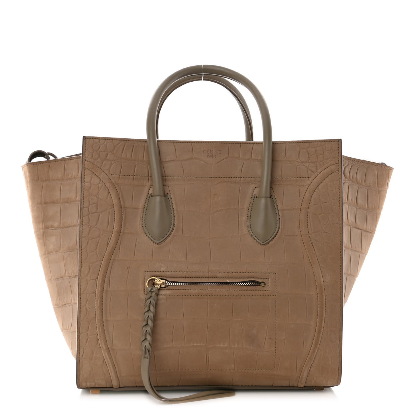 Crocodile Embossed Nubuck Phantom Luggage Beige