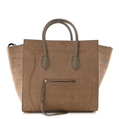 Celine Crocodile Embossed Nubuck Phantom Luggage Beige 1 of 12