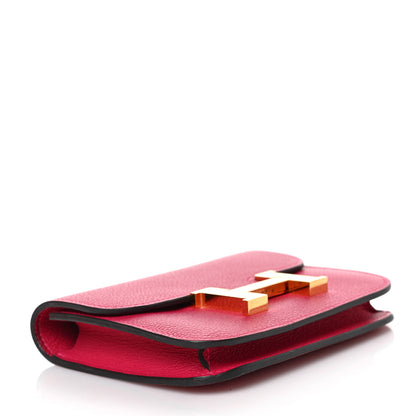 Hermes Evercolor Bi-Color Constance Slim Wallet Framboise Rouge Sellier 5 of 7