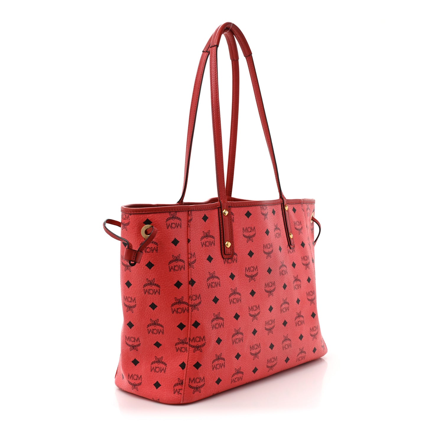 Visetos Medium Reversible Shopper Project Tote Red Jaguar Brown
