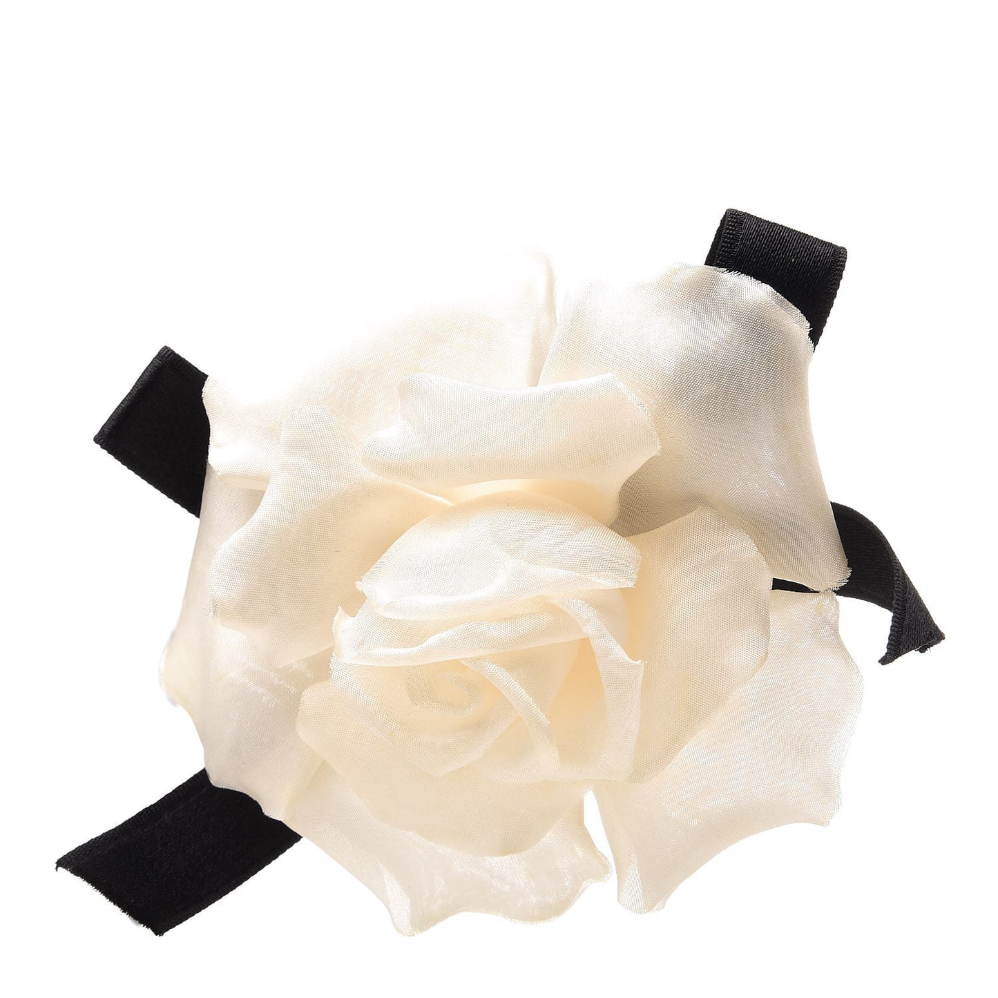 Fabric Camellia Flower Brooch White