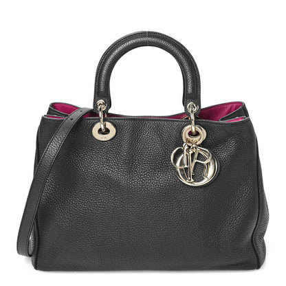 Christian Dior Bullcalf Medium Diorissimo Tote Black Rose Indien 1 of 11