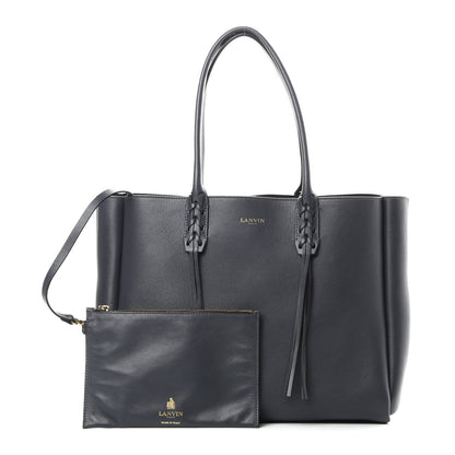 Lanvin Smooth Calfskin Small Fringe Shopper Tote Navy 1 of 12