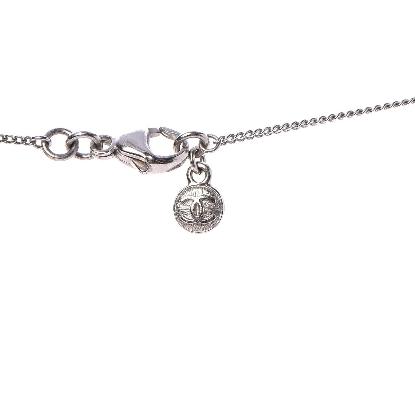 Crystal Bead CC Star Necklace Silver