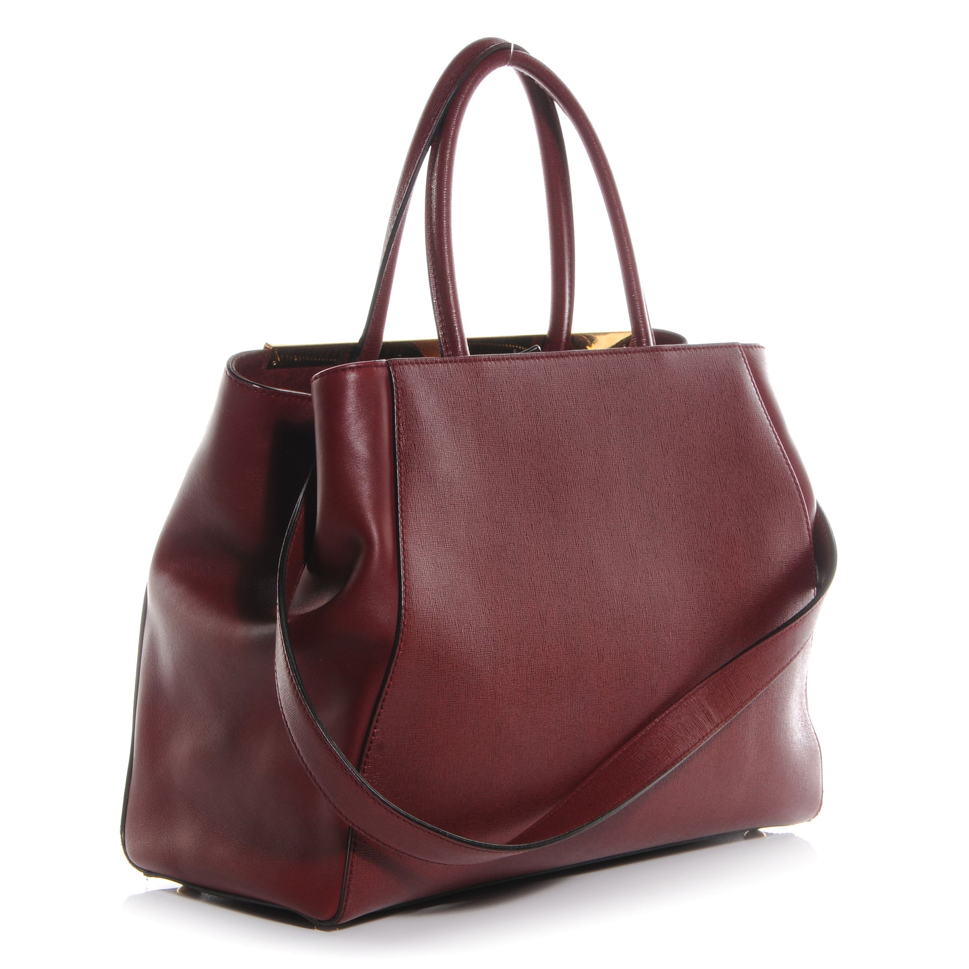 Fendi Vitello Elite Regular 2Jours Tote Rosso Scuro Ciliegia 3 of 12