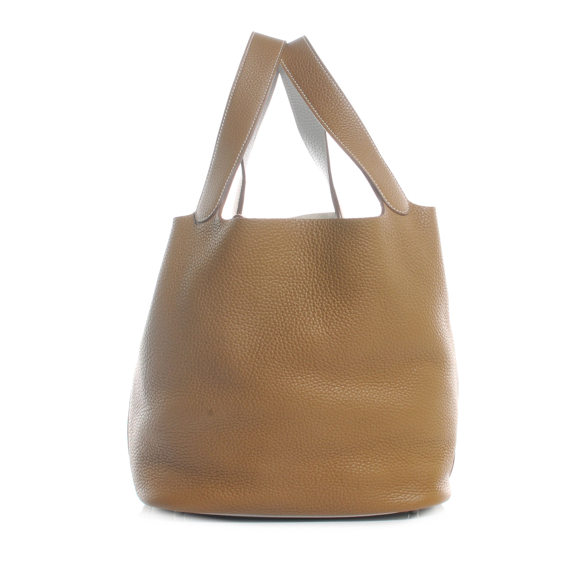 Hermes Taurillon Clemence Picotin Lock GM Kraft and Gris Perle 1 of 7