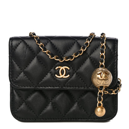 Chanel Lambskin Quilted Pearl Crush Clutch With Chain Black 1 of 12