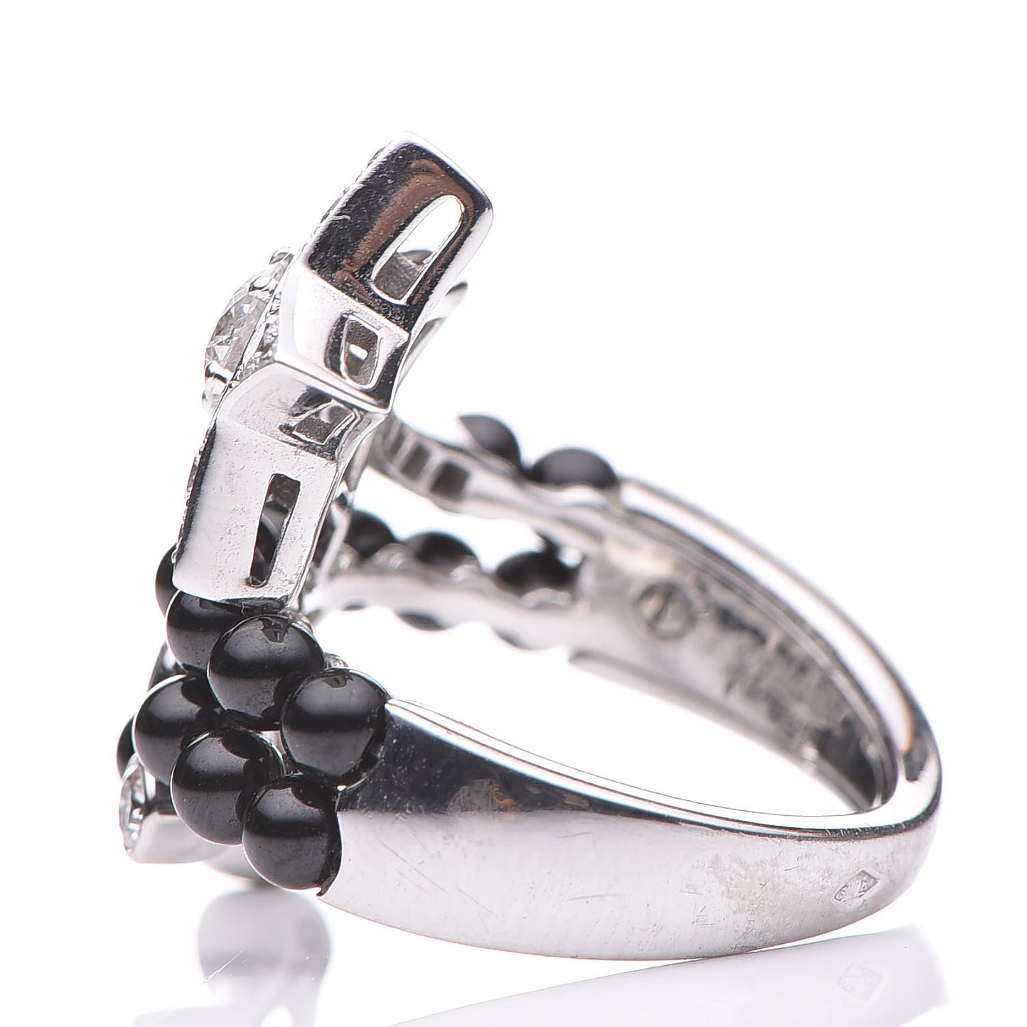 18K White Gold Diamond Black Spinel Comete Ring 52 6