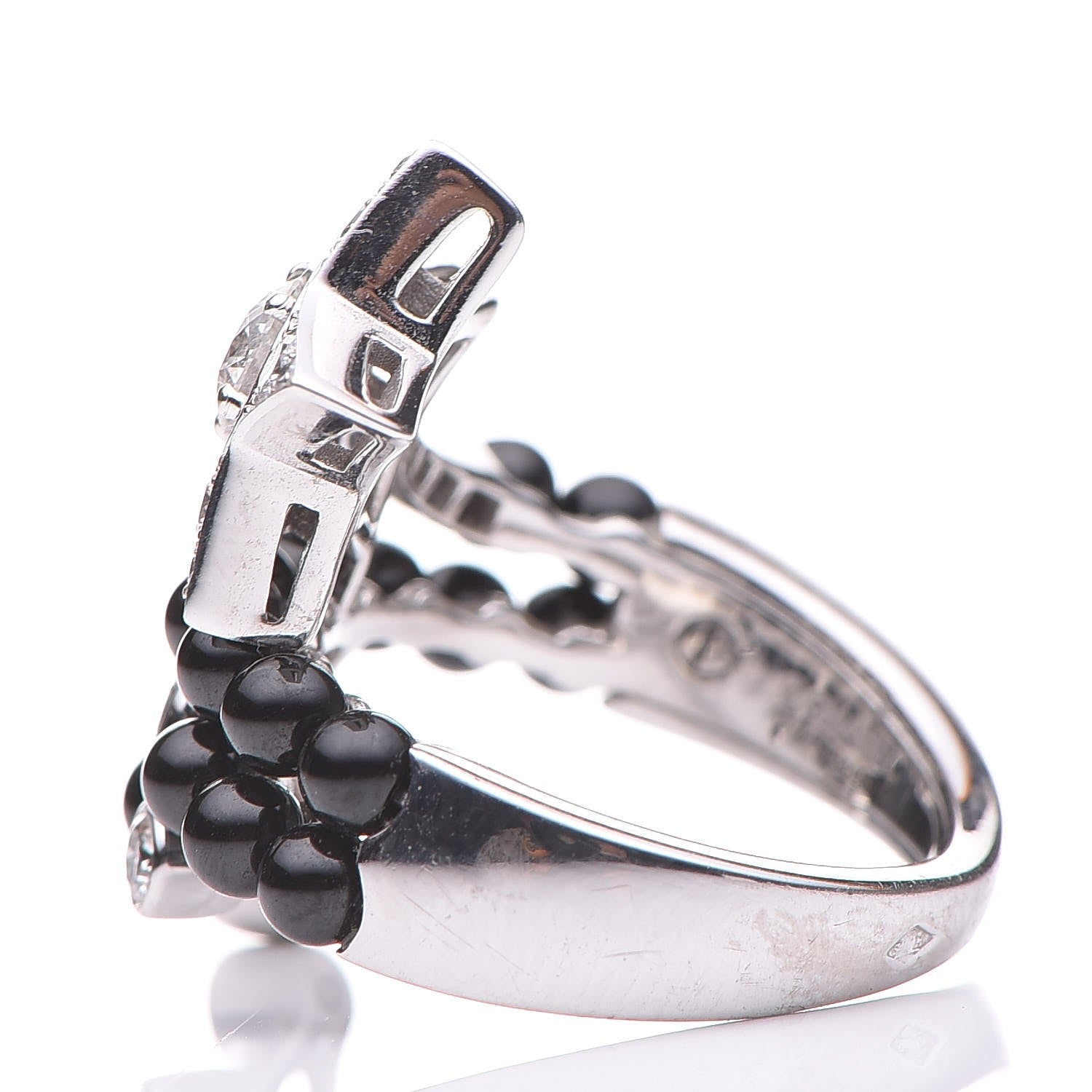 Chanel 18K White Gold Diamond Black Spinel Comete Ring 52 6 5 of 8