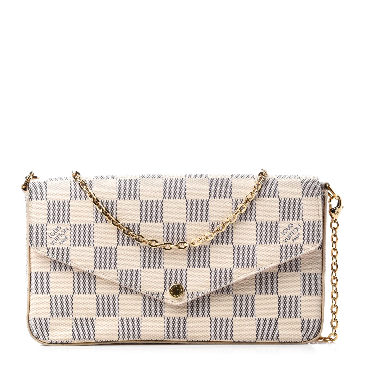 Louis Vuitton Damier Azur Pochette Felicie Chain Wallet Rose Ballerine 1 of 16