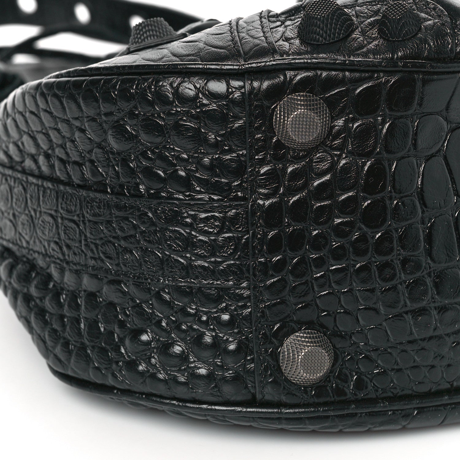 Balenciaga Extra Supple Calfskin Monochrome Crocodile Embossed Medium Le Cagole Shoulder Bag Black 8 of 9