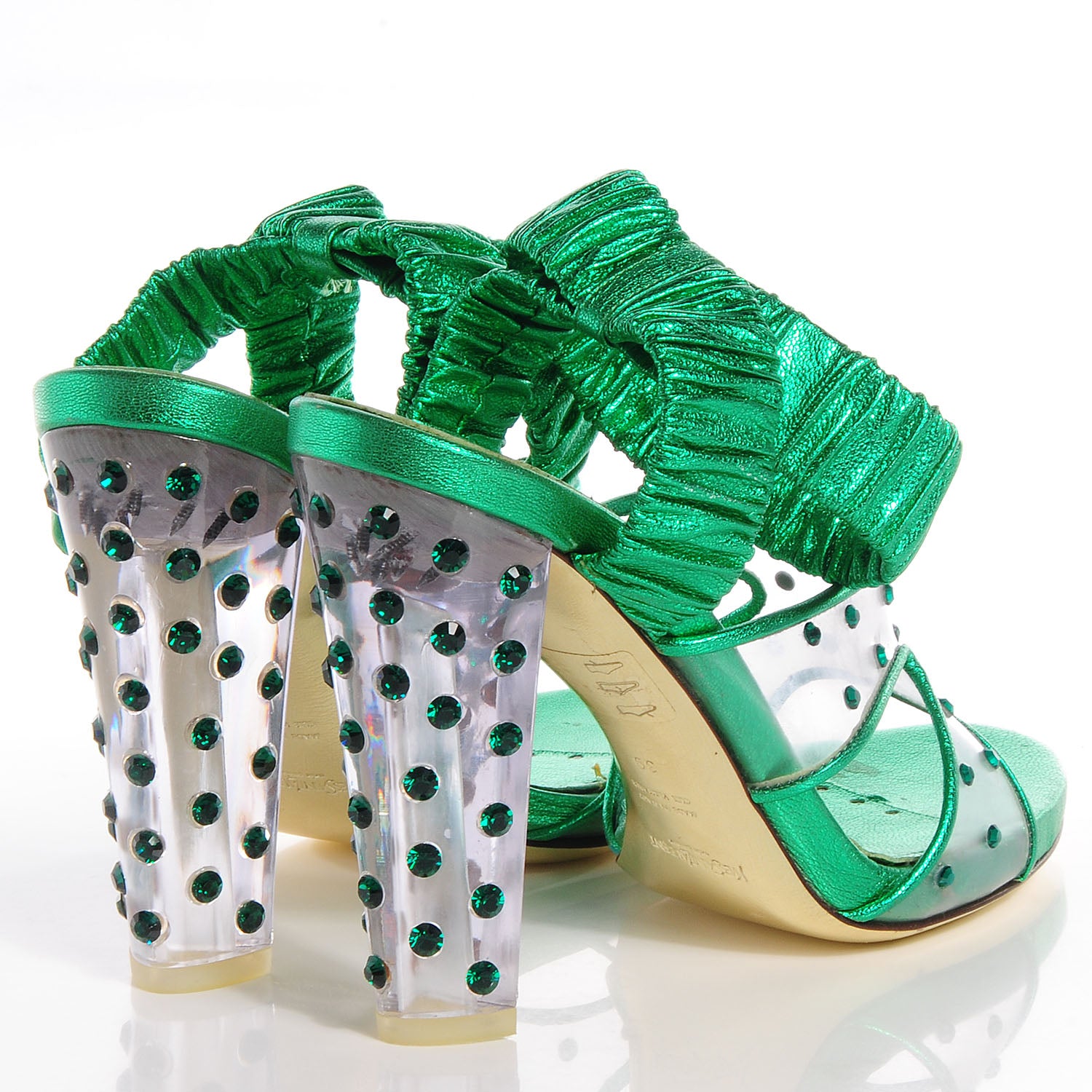 Saint Laurent Crystal Lava Lamp Heels 39 Green 5 of 8