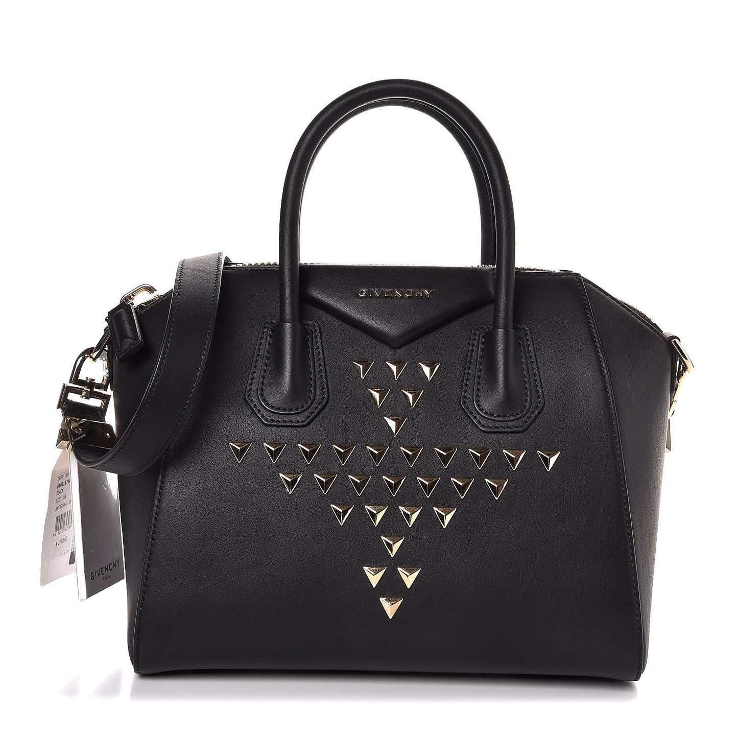 Calfskin Triangle Studded Small Antigona Black