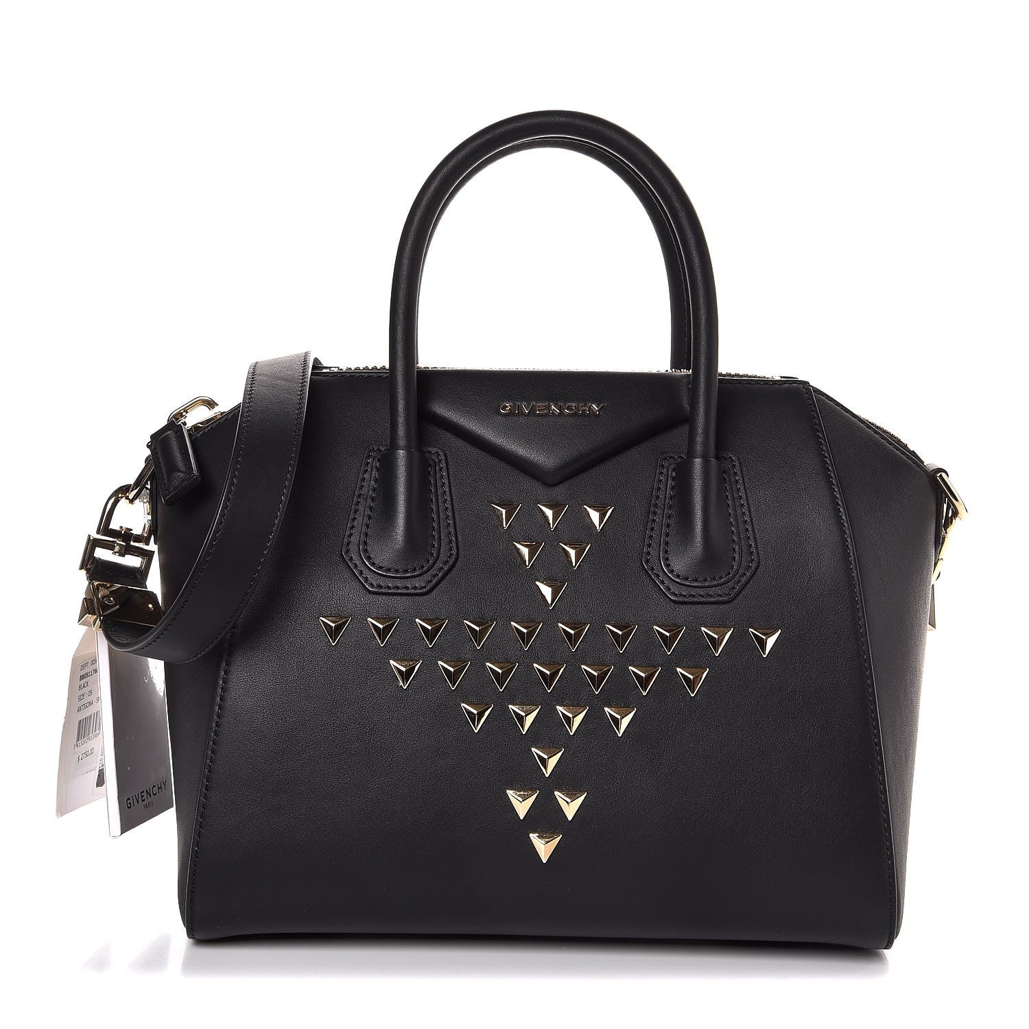 Givenchy Calfskin Triangle Studded Small Antigona Black 1 of 8
