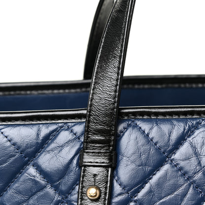 Chanel Aged Calfskin Quilted Large Gabrielle Shopping Tote Navy Black 20 of 25