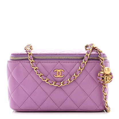 Chanel Lambskin Quilted Pearl Crush Small Vanity Case With Chain Purple 1 of 11