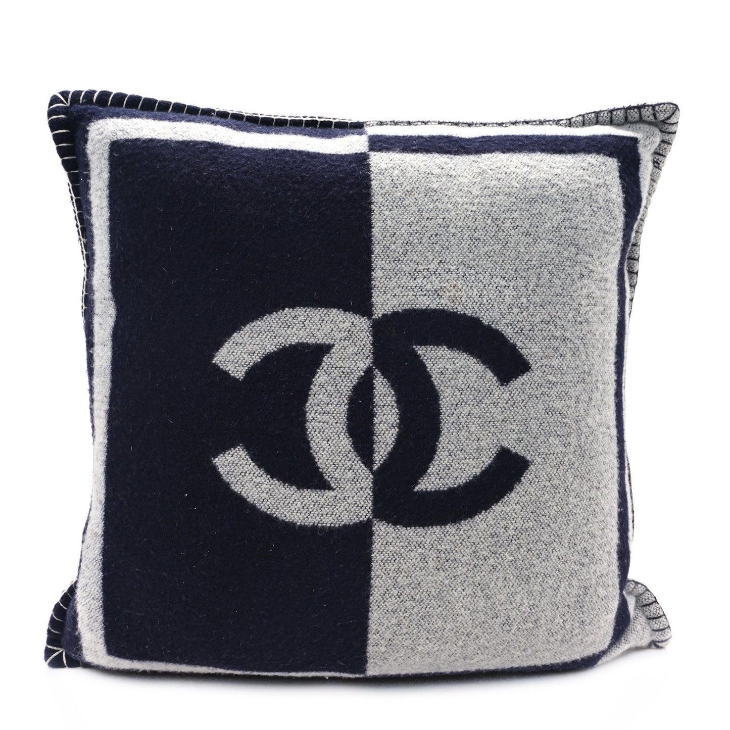 Merino Wool Cashmere CC Pillow Navy Grey
