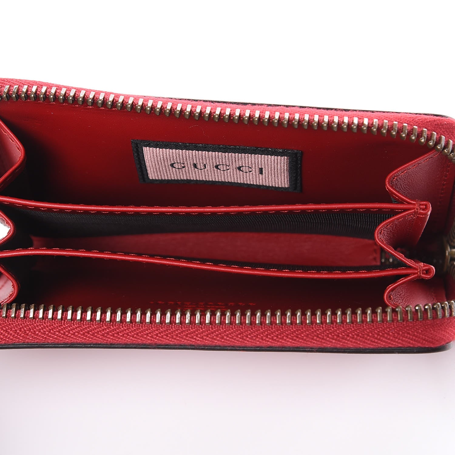Gucci Calfskin GucciGhost Hamlet Skull Zip Around Card Case Hibiscus Red 5 of 7