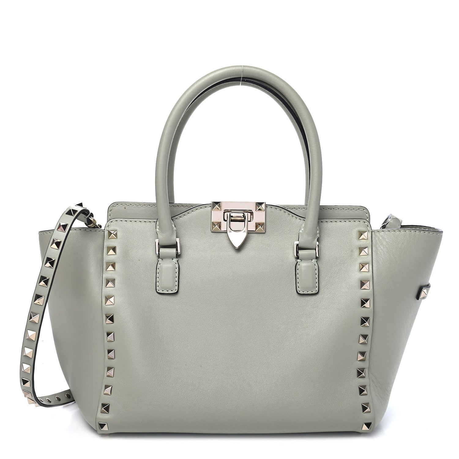Valentino Garavani Vitello Small Rockstud Double Handle Tote Green Tea Sorbet 1 of 9