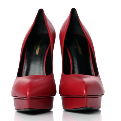 Saint Laurent Calfskin Janis 105 Platform Pumps 40.5 Rouge Orient 2 of 8