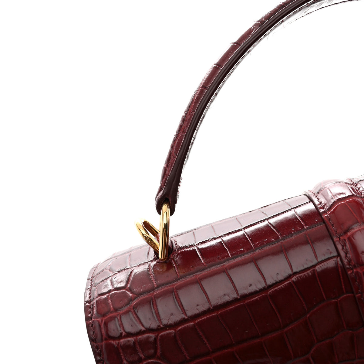 Celine Crocodile Small 16 Top Handle Bag Light Burgundy 11 of 12