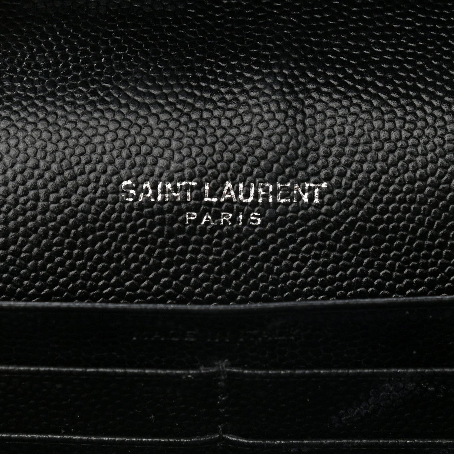 Saint Laurent Grain De Poudre Matelasse Chevron Monogram Chain Wallet Black 6 of 13