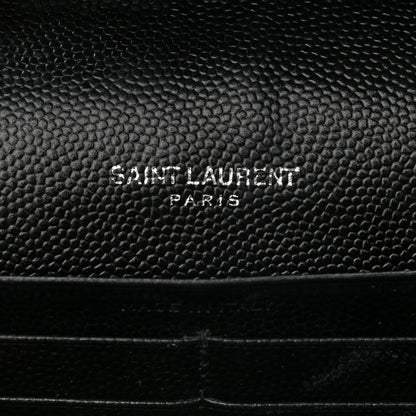 Saint Laurent Grain De Poudre Matelasse Chevron Monogram Chain Wallet Black 6 of 13