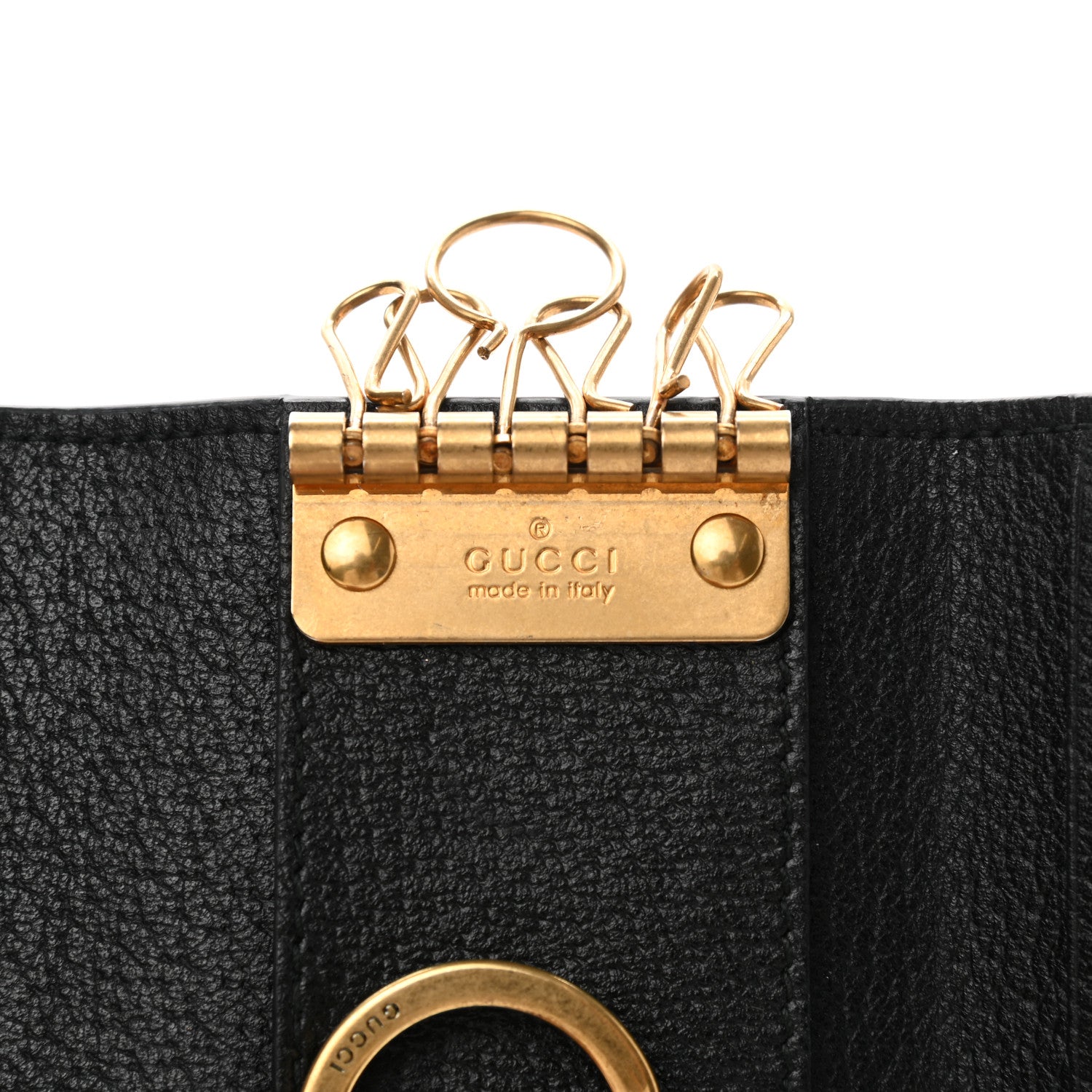 Gucci Calfskin Boar Effect GG Marmont 6 Key Holder Black 6 of 9